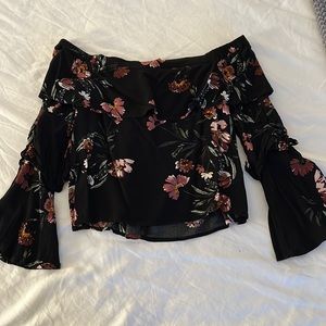Off-the-shoulder Floral Blouse